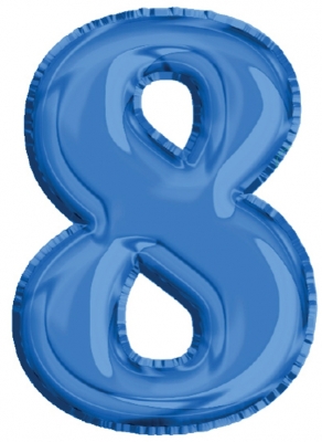 Balon, folie de aluminiu, culoare albastru, cifra 8, 40 cm 