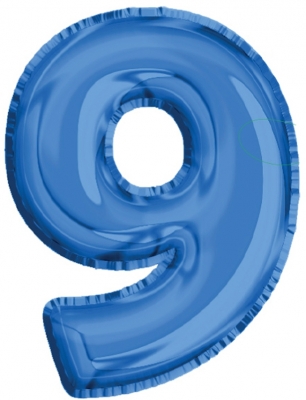 Balon, folie de aluminiu, culoare albastru, cifra 9, 40 cm 