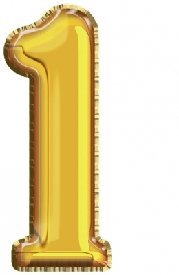 Balon, folie aluminiu, auriu, cifra 1, 40 cm 