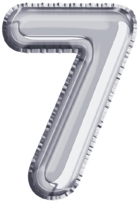 Balon, folie aluminiu, argintiu, cifra 7, 81 cm 