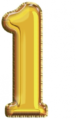 Balon, folie aluminiu, auriu, cifra 1, 81 cm