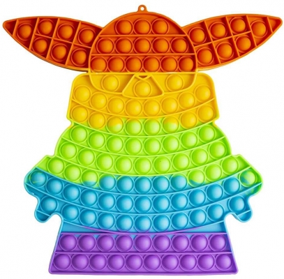 Jucarie senzoriala antistres Pop it Now model Baby Yoda curcubeu 