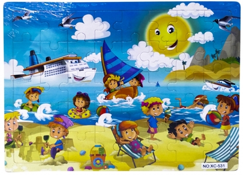 Puzzle din lemn, 40 piese, model Vacanta la Mare 