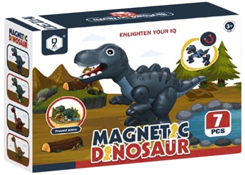 Joc constructii magnetic, model Dinozaur, 7 piese 