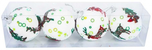 Globuri pentru pomul de Craciun, 6 cm, 4 buc/set, diverse motive