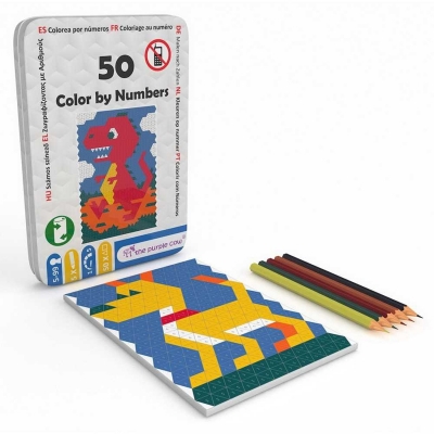Joc educativ 50 de imagini, Coloreaza dupa numere The purple cow
