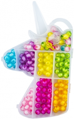Set creativ cu margele in diverse culori, model Unicorn multicolor 