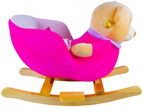 Balansoar pentru bebelusi, model Ursulet, lemn si plus, roz, 60 cm 