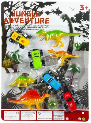 Set de joaca Masinute cu frictiune mici si dinozauri 