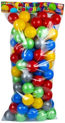 Mingiute din plastic, 7 cm, diverse culori, 100 buc/set