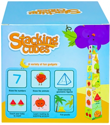 Cuburi educative, stivuibile, multicolore