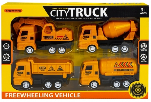 Set de joaca Masini constructie, cu frictiune, 4 buc/set