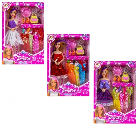 Papusa cu garderoba si accesorii Pretty, diverse modele 