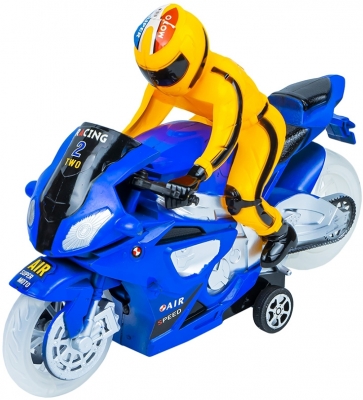 Motocicleta frictiune cu lumina si figurina 
