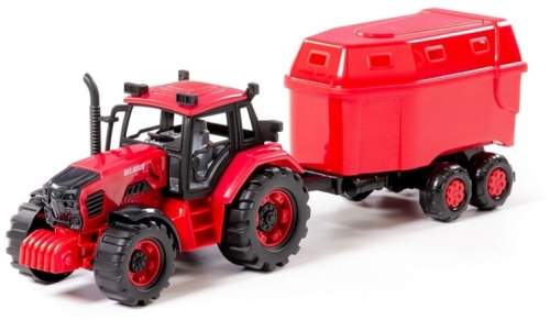 Jucarie tractor cu remorca animale, 40 x 12 x 17 cm, Polesie