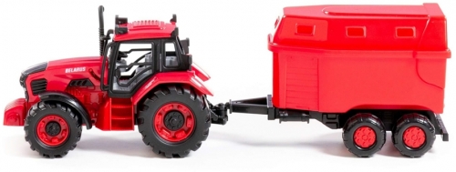 Jucarie tractor cu remorca animale, 40 x 12 x 17 cm, Polesie