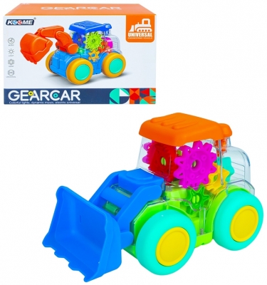 Jucarie excavator, carcasa transparenta, cu lumina si sunet