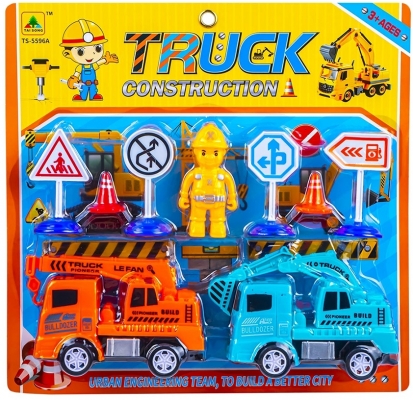 Set de joaca masinute cu frictiune si semne circulatie 