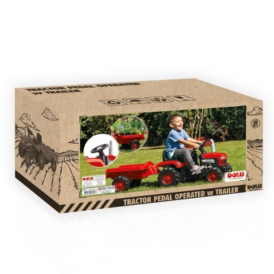 Tractor cu pedale si remorca, Rosu, 53 x 143 x 45 cm Dolu 