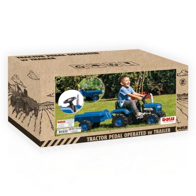 Tractor cu pedale si remorca, Albastru, 53 x 143 x 45 cm Dolu 