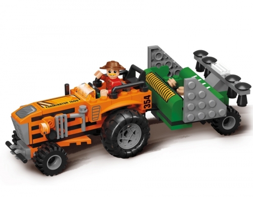 Blocki My Farm, Tractor cu semanatoare, 143 piese