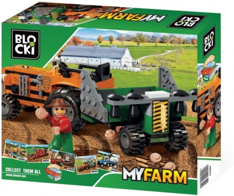 Blocki My Farm, Tractor cu semanatoare, 143 piese