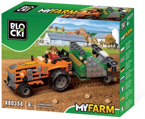 Blocki My Farm, Tractor cu semanatoare, 143 piese