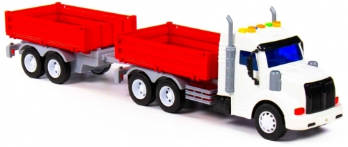 Camion + Remorca rosie cu lumini si sunet, Polesie