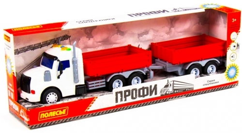 Camion + Remorca rosie cu lumini si sunet, Polesie