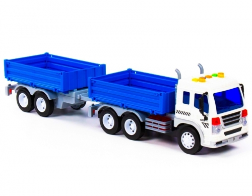 Camion + Remorca albastra cu lumini si sunet, Polesie