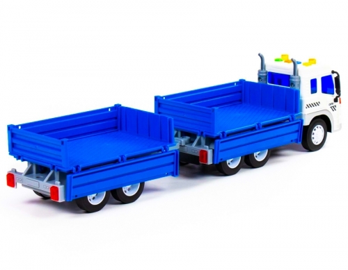Camion + Remorca albastra cu lumini si sunet, Polesie