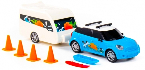 Masinuta de vacanta cu rulota camper + accesorii, Polesie