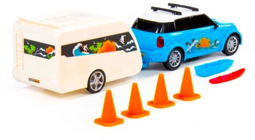 Masinuta de vacanta cu rulota camper + accesorii, Polesie