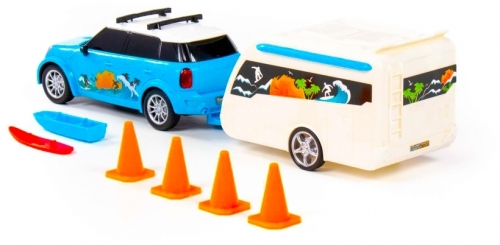 Masinuta de vacanta cu rulota camper + accesorii, Polesie