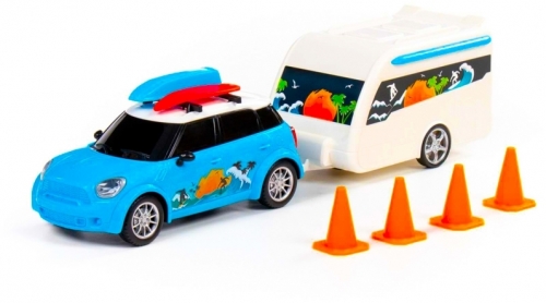 Masinuta de vacanta cu rulota camper + accesorii, Polesie