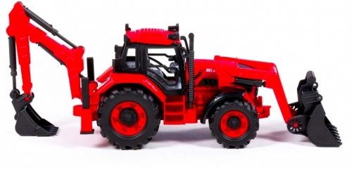 Tractor Excavator Belarus cu incarcator, rosu, Polesie