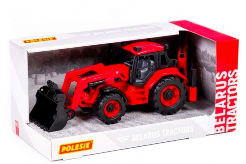 Tractor Excavator Belarus cu incarcator, rosu, Polesie