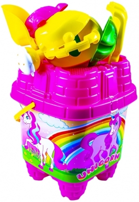 Set galetusa nisip castel Unicorn + Accesorii, 8 bucati/set