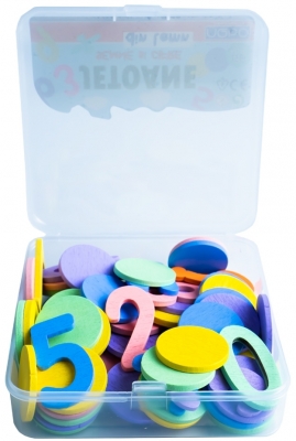 Jetoane, semne si cifre din lemn, Nebo, culori pastel