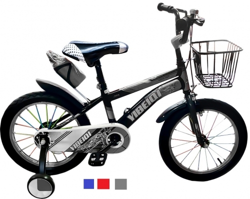Bicicleta copii, aparatoare roti, cos metalic, ghidon reglabil, roti 16 inch, diverse culori