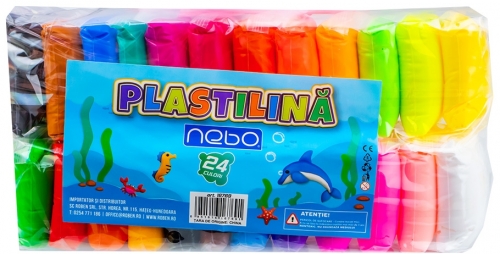 Plastilina 24 culori si 3 cutite plastic de modelaj Nebo