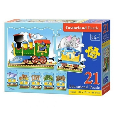 Joc educativ pentru copii, tip puzzle, Invata sa numeri, 21 piese Castorland