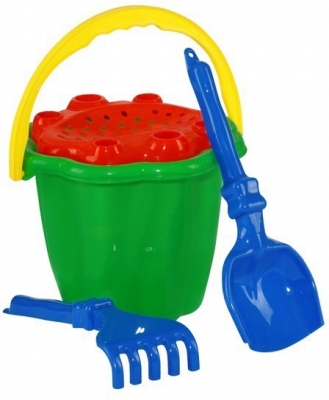 Galeata nisip medie cu 3 accesorii, verde/albastru, Tupiko