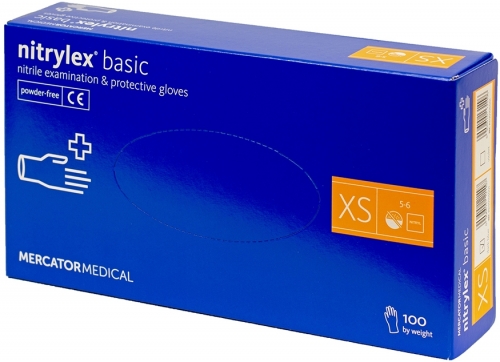 Manusi examinare nitril, fara pudra, Basic, XS, albastru 100 buc/cutie Nitrylex