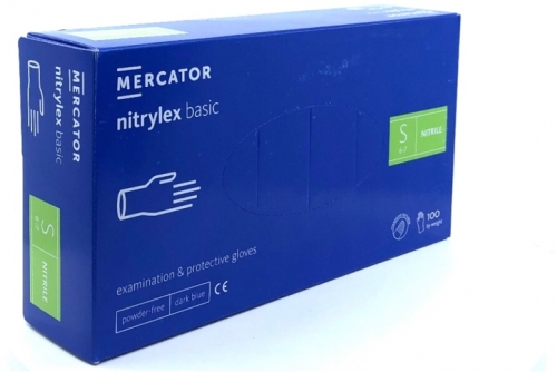 Manusi examinare nitril, fara pudra, Basic, S, albastru 100 buc/cutie Nitrylex