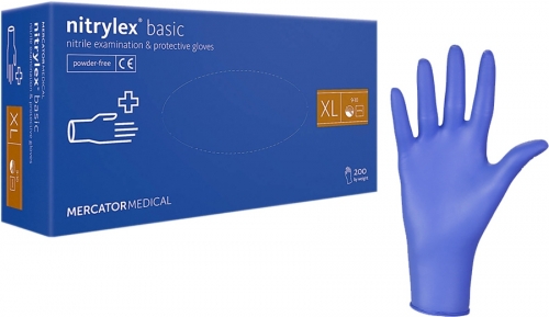 Manusi examinare nitril, fara pudra, Basic, XL, albastru 100 buc/cutie Nitrylex