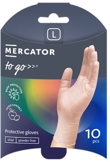 Manusi vinil nepudrate, transparente, marimea L, 10 buc/set, Mercator