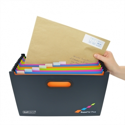 Suport documente A4, extensibil, 13 compartimente, Rapesco SupaFile Plus