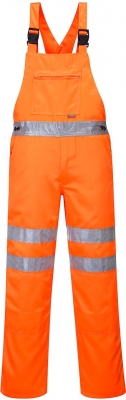 Pantaloni cu pieptar Hi-Vis Poli-bumbac, portocaliu, regular, Portwest