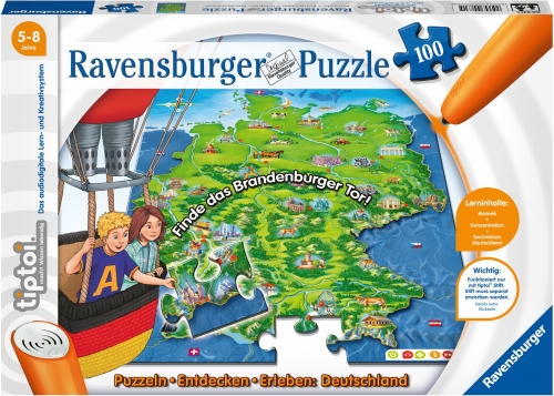 Puzzle Tiptoi Harta, 100 Piese Ravensburger